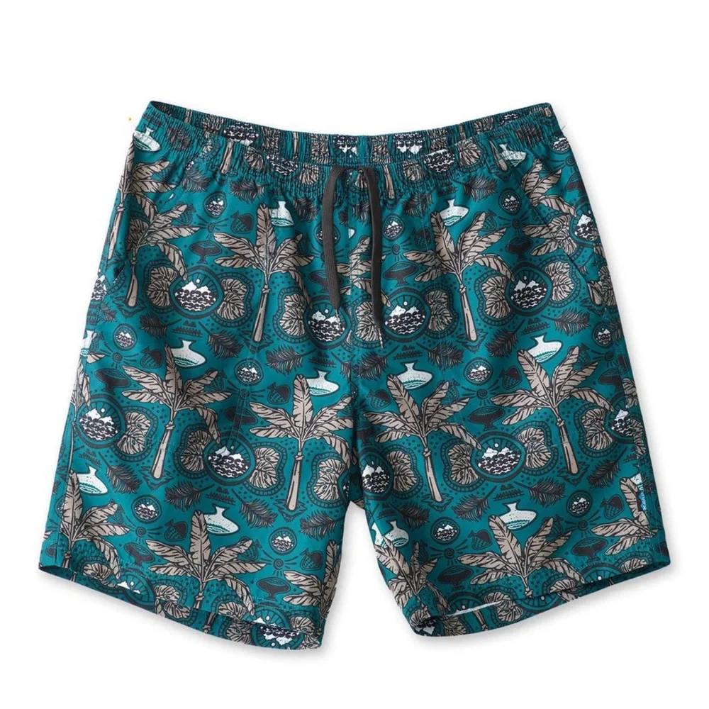 Kavu Sound Shorts Green Wax N Wander Print Hybrid Beachy Volley Athleisure-XL